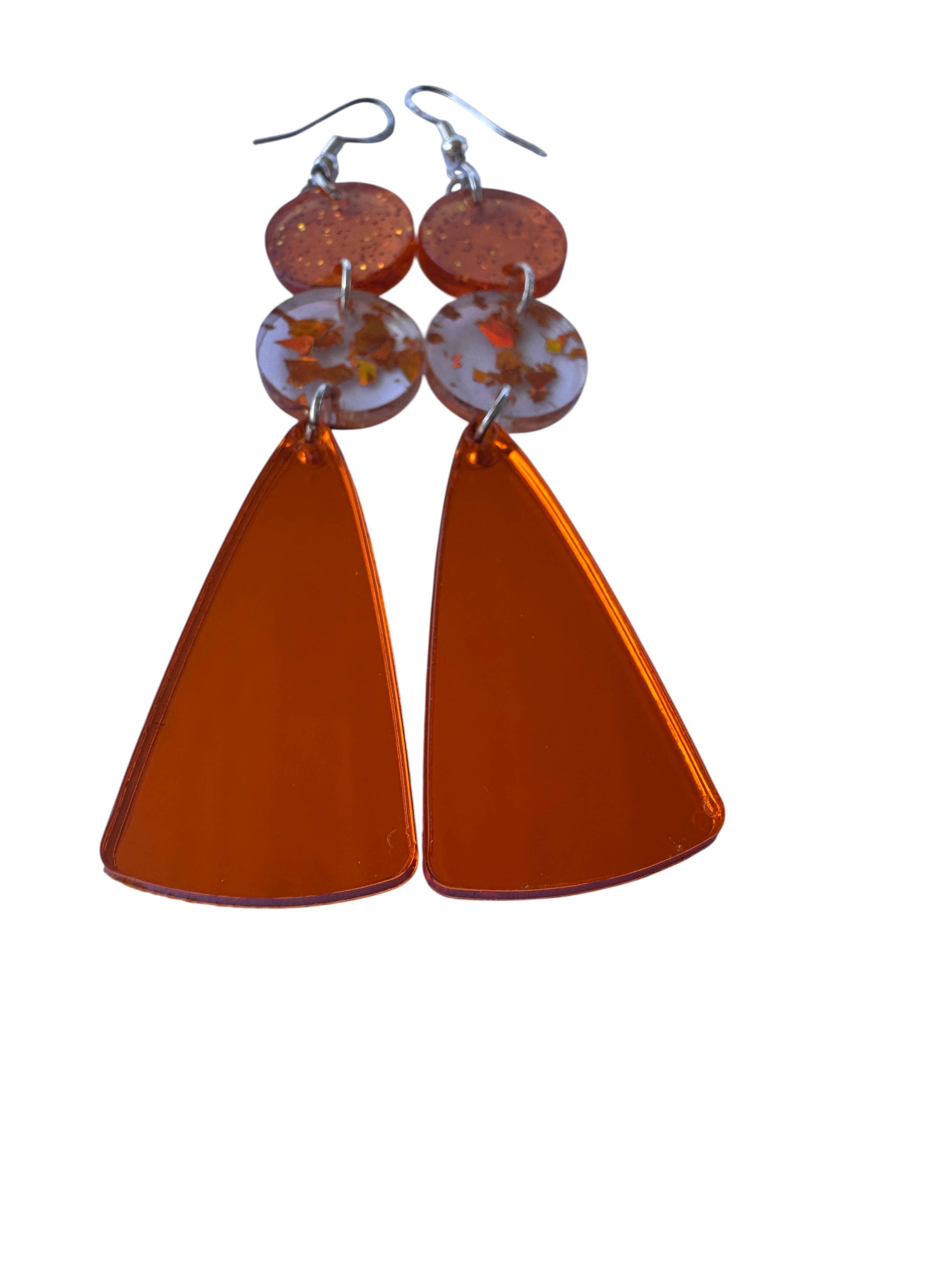 Truly Olive – Brincos de argola por atacado – Brincos de Queda com Confetti de Acrílico Laranja7