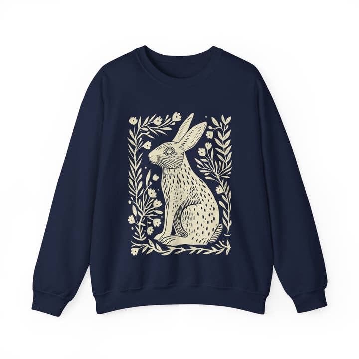 Sisterly Gifts Shop - Wholesale Graphic Sweatshirt - Unisex - Folk Art Rabbit Sweatshirt | Cottage Core | Nature Sweater6