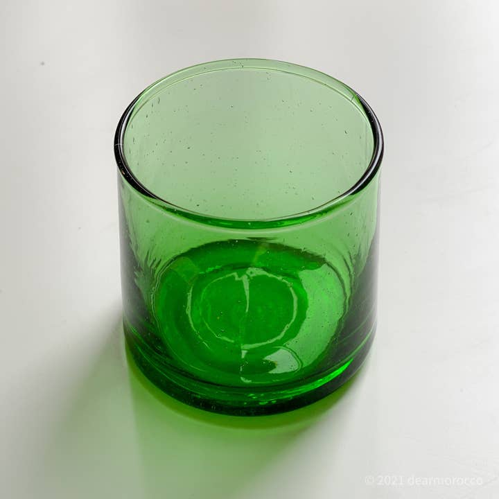 dear Morocco - Vente Verre/tasse - Verre à eau recyclé marocain/verre à thé BELDI CONE Green