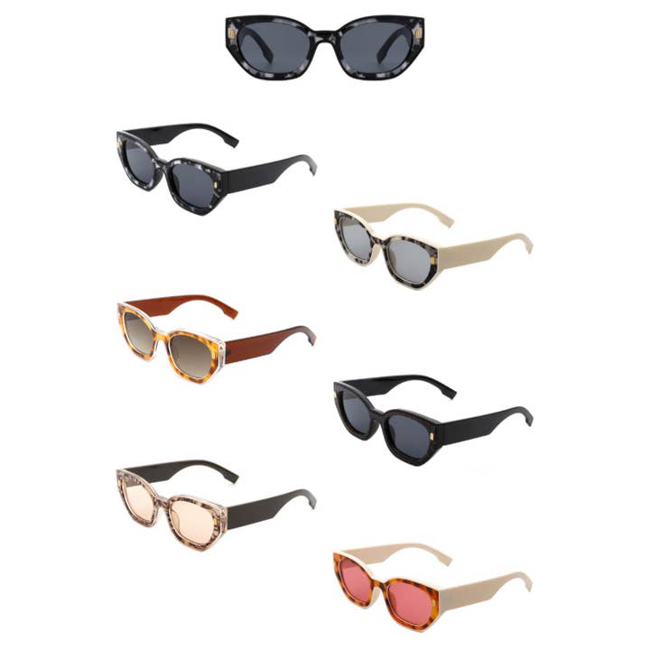 Cramilo Eyewear - Wholesale Sunglasses - Women's - Women Retro Round Fashion Narrow Cat Eye Sunglasses