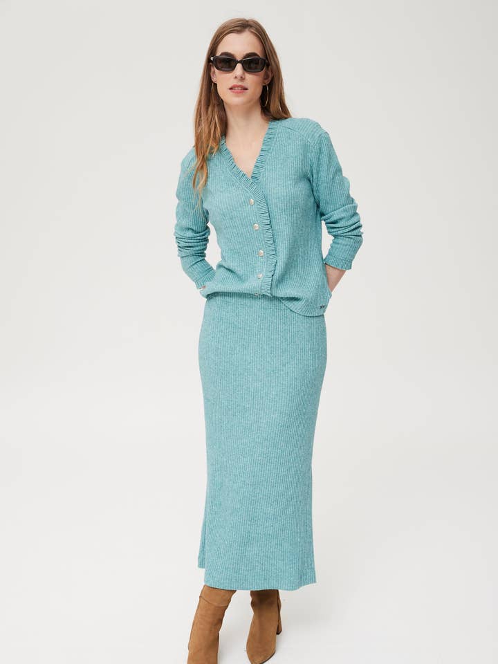 Jupe Intes en maille côtelée mélangée pour la vente par OKY