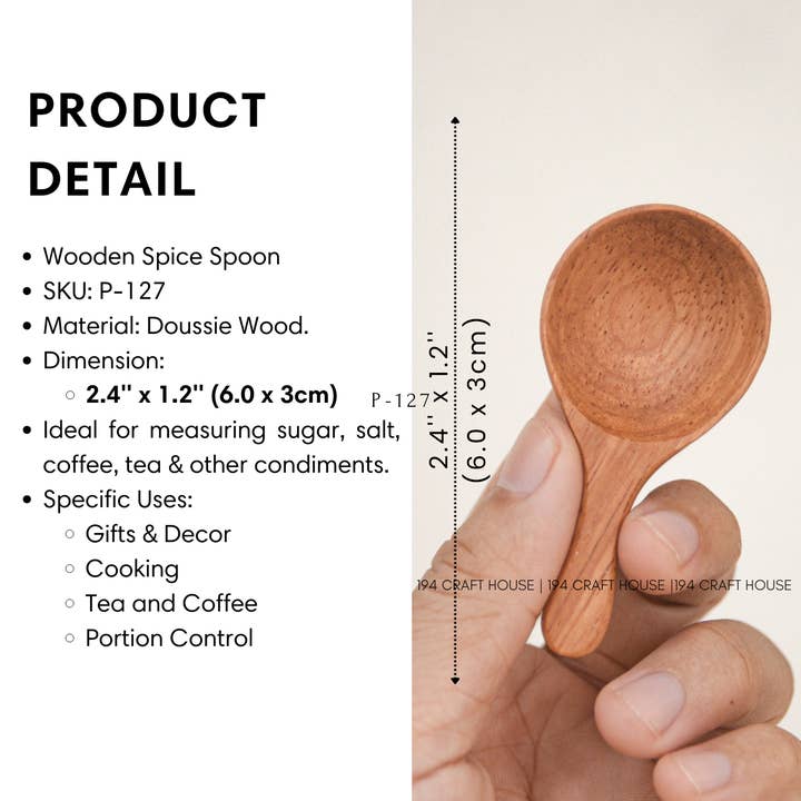 194 Craft House - Wholesale Measuring spoon - Spices Small Wooden Spoons, Wooden Scoop - Measuring Spoons1