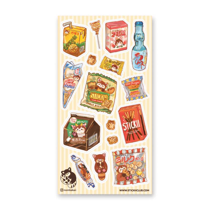 Feuille d'autocollants STICKII Snacks pour la vente par STICKII
