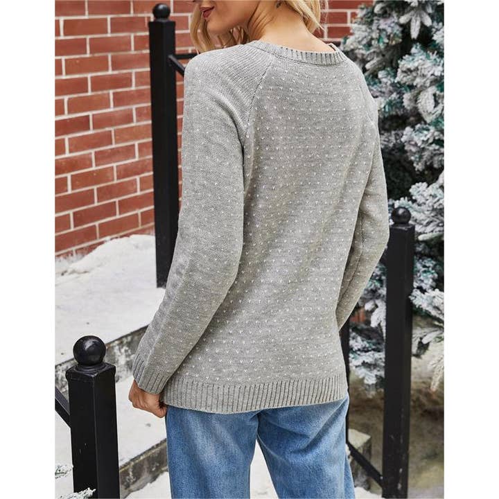 grey Snowman Christmas snowflake crewneck pullover knit sweater for wholesale on Faire