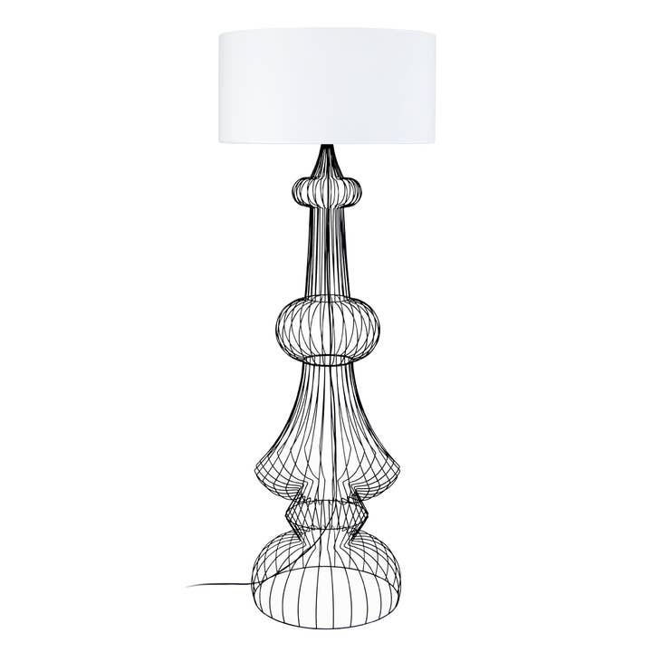 Tosel Shop - Wholesale Accent/desk lamp - PAGODA - Black Metal Column Floor Lamp