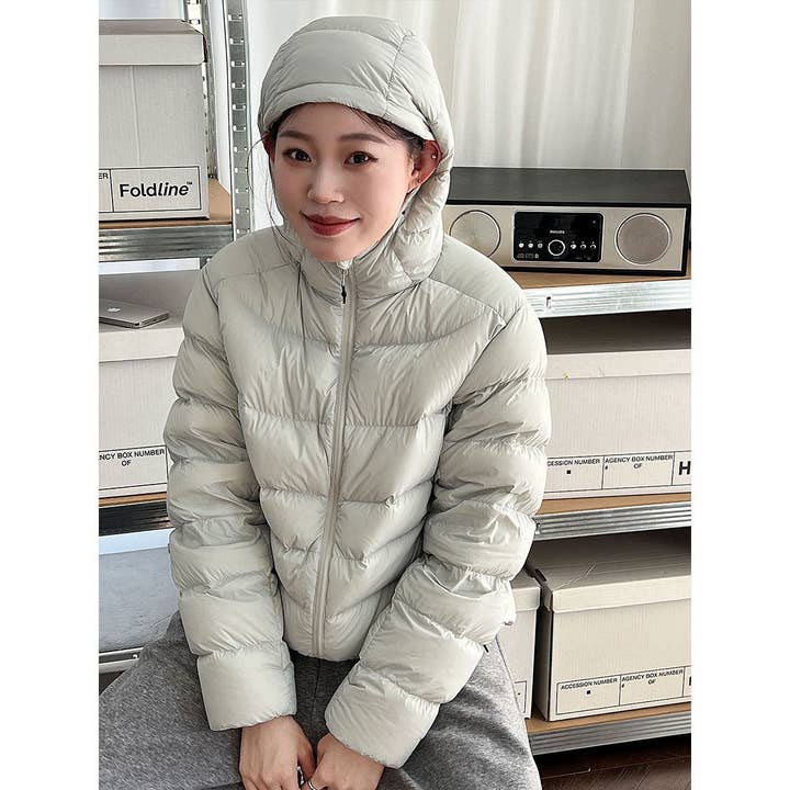 White Duck Down Hooded Jacket for wholesale by Ekartini
