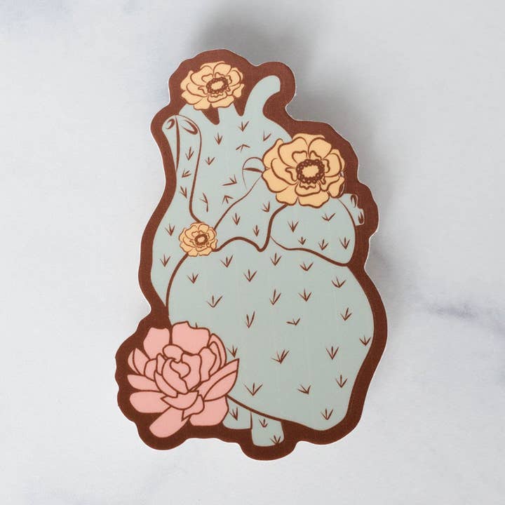 Cactus Heart Vinyl Sticker for wholesale by Click Bloom