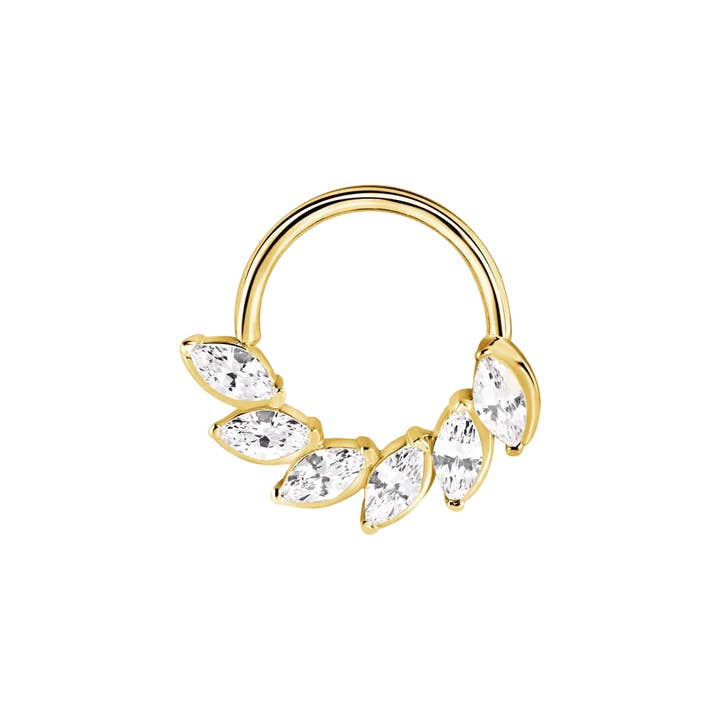 Daphne Seamless Ring – 14K Gold Six-Marquise Radiant Crown Design for wholesale by Piercing-zone