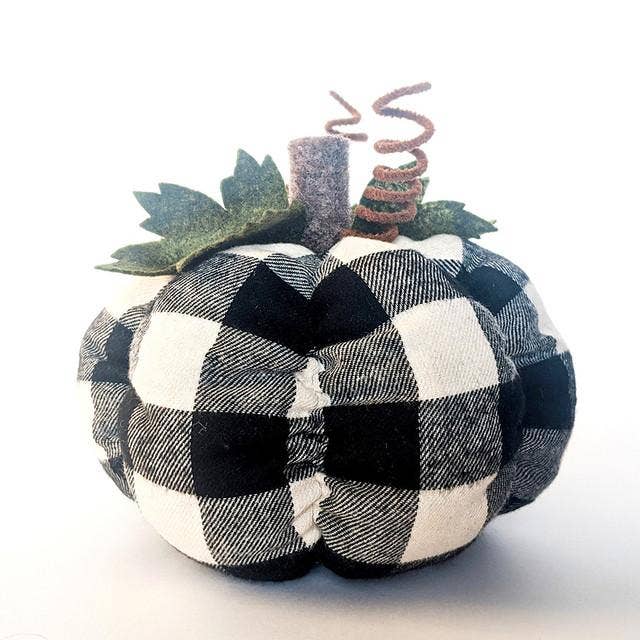 Foundations Decor - Wholesale Decorative Tabletop Object - Tray Decor - Black Plaid Pumpkin