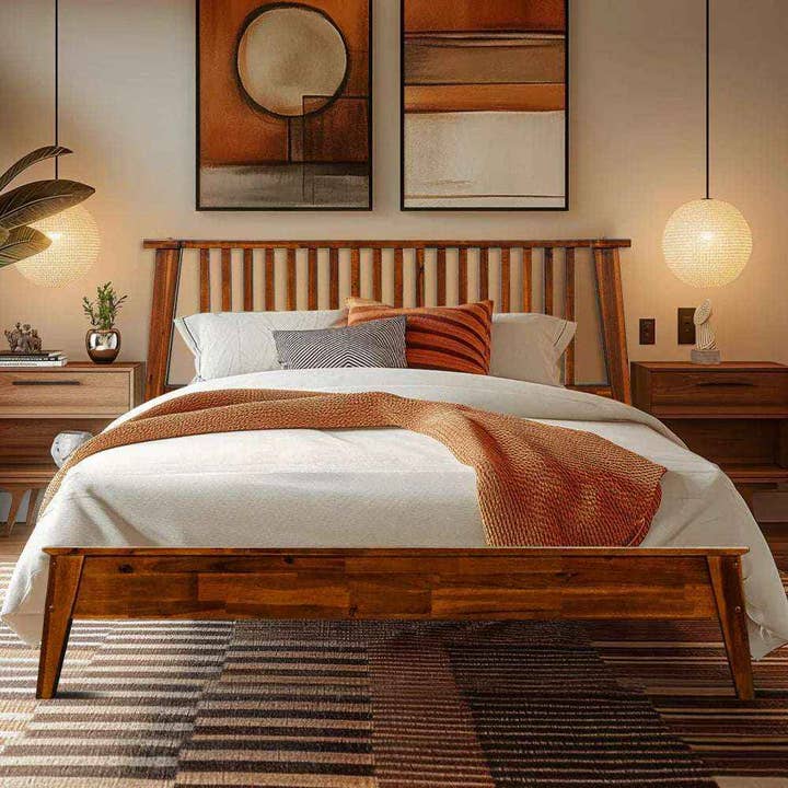 Acacia Kaylin Solid Wood Bed Frame for Durable Style and Comfort for wholesale by Megsu