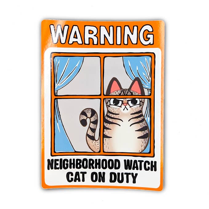 Neighborhood Watch Cat Window Cling - Tabby Cat Judgy für den Großhandel von BluVelvetArt