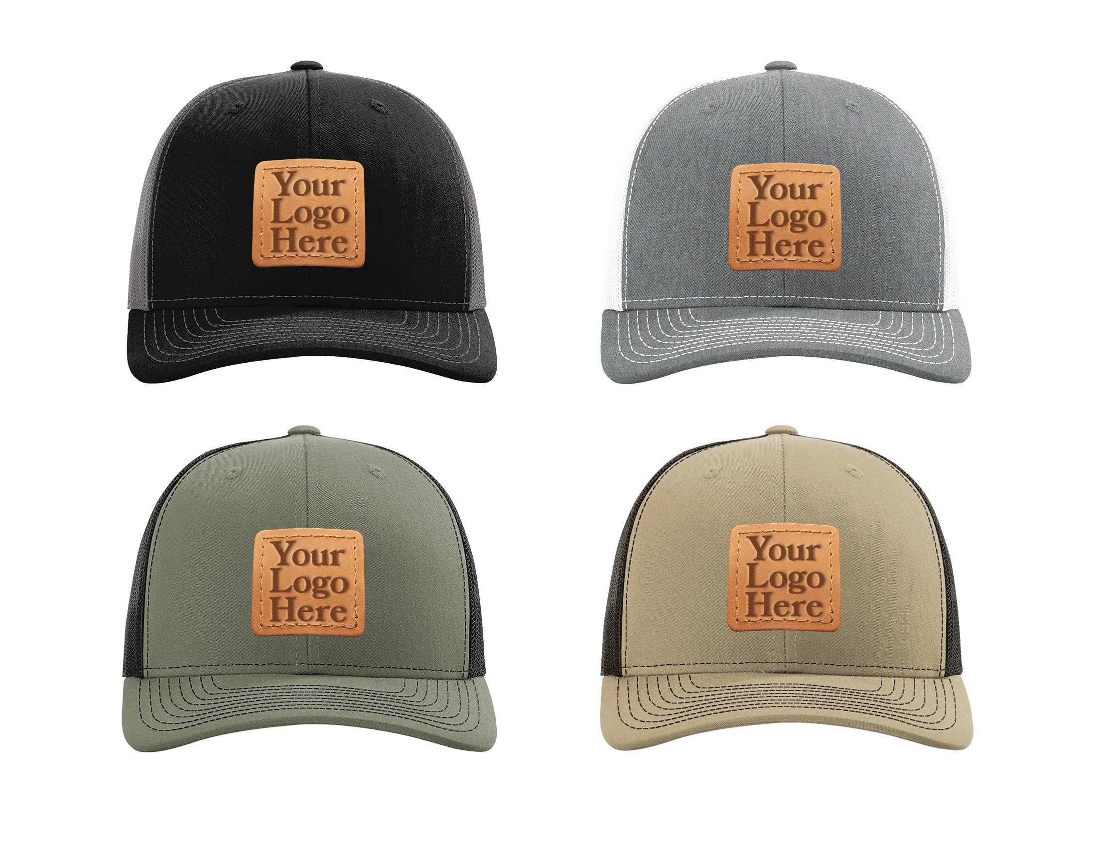 Oowee Products - Wholesale Trucker Hat - Unisex - Custom Leather Patch Trucker Hat 24 Pack - Add Your Logo