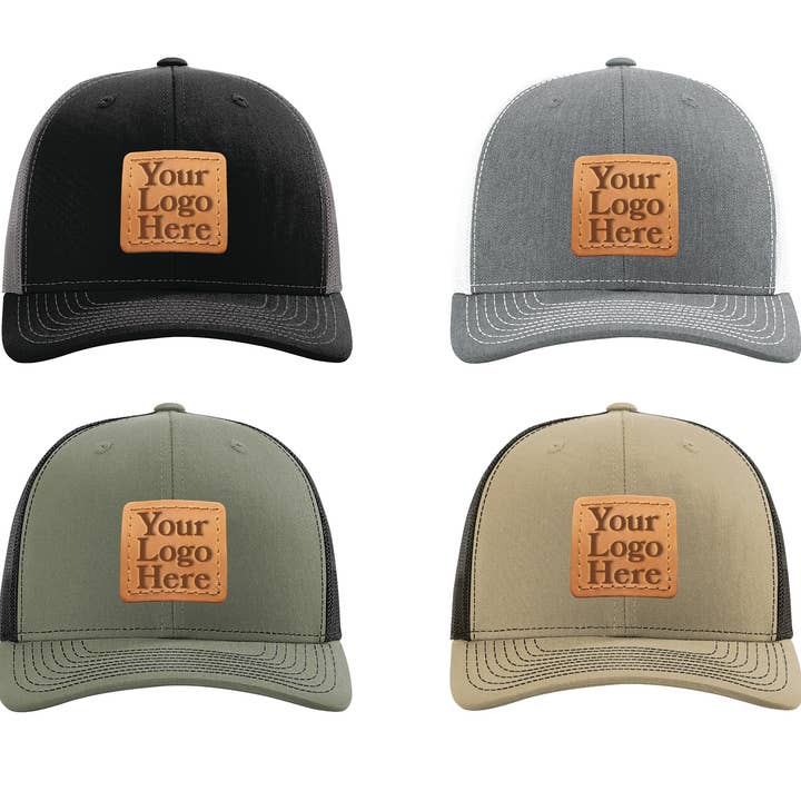 Custom Leather Patch Trucker Hat 24 Pack - Add Your Logo for wholesale by Oowee Products
