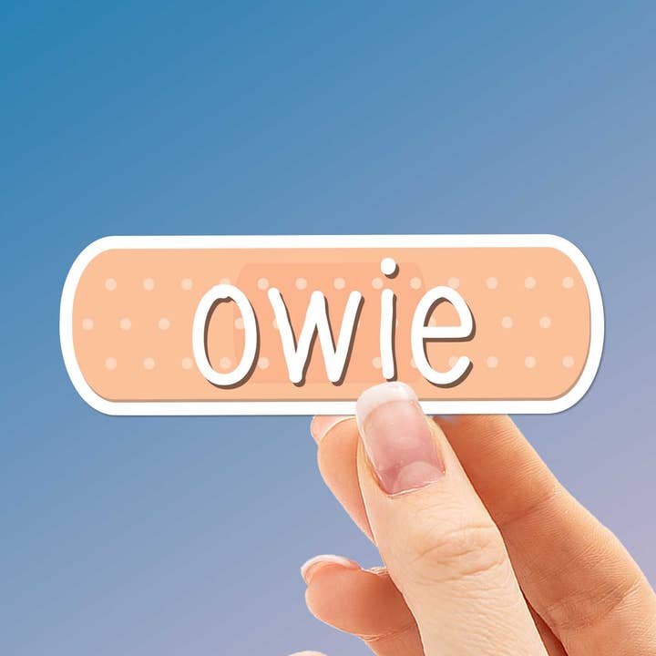 Owie Bandage Sticker - Funny Mini Healthcare Decal for wholesale by Sentinel Supply