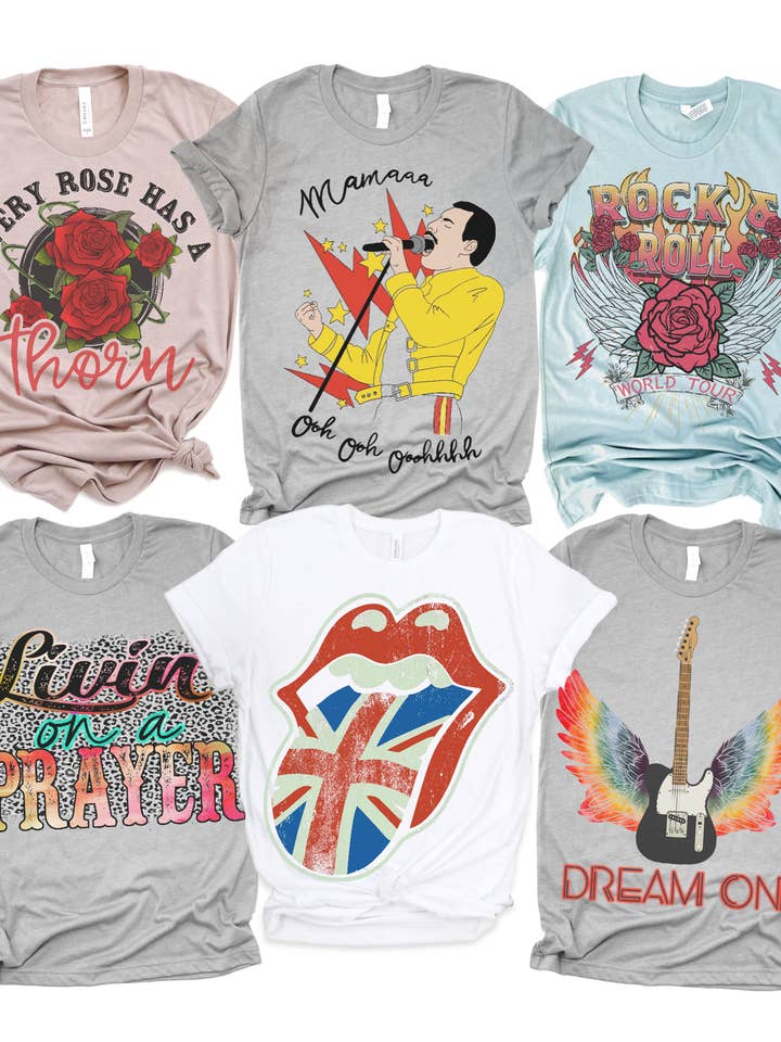 Par.tees by Party On! - Wholesale T-shirt (graphic) – unisex - Classic Rock and Roll Vintage Concert Band Queen Graphic Tee0