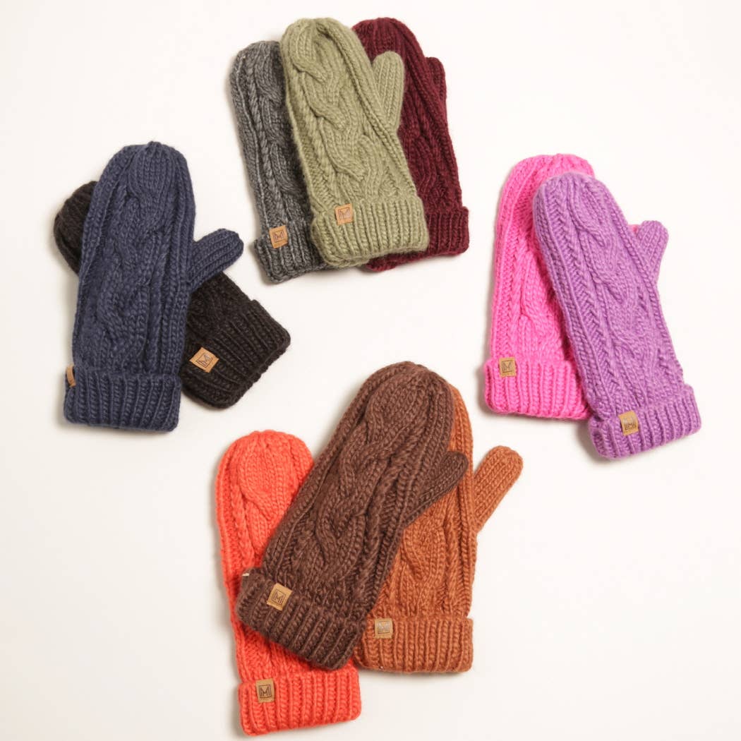 Fashion City - Wholesale Mittens - Women's - Winter Gloves Cable Knit Mittens with Fleece Lined4