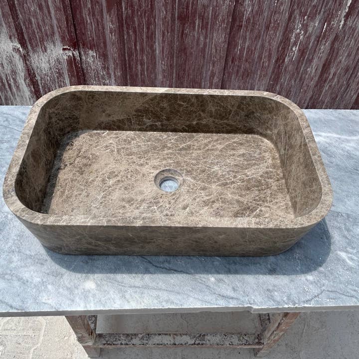 Arbon Marble – Großhandel Badezimmer-Zubehör-Sets – Braunes Marmorgefäß-Waschbecken, Dunkler Emperador Landhausküchenspüle, Marmorwaschbecken auf Badezimmer-Waschtisch4