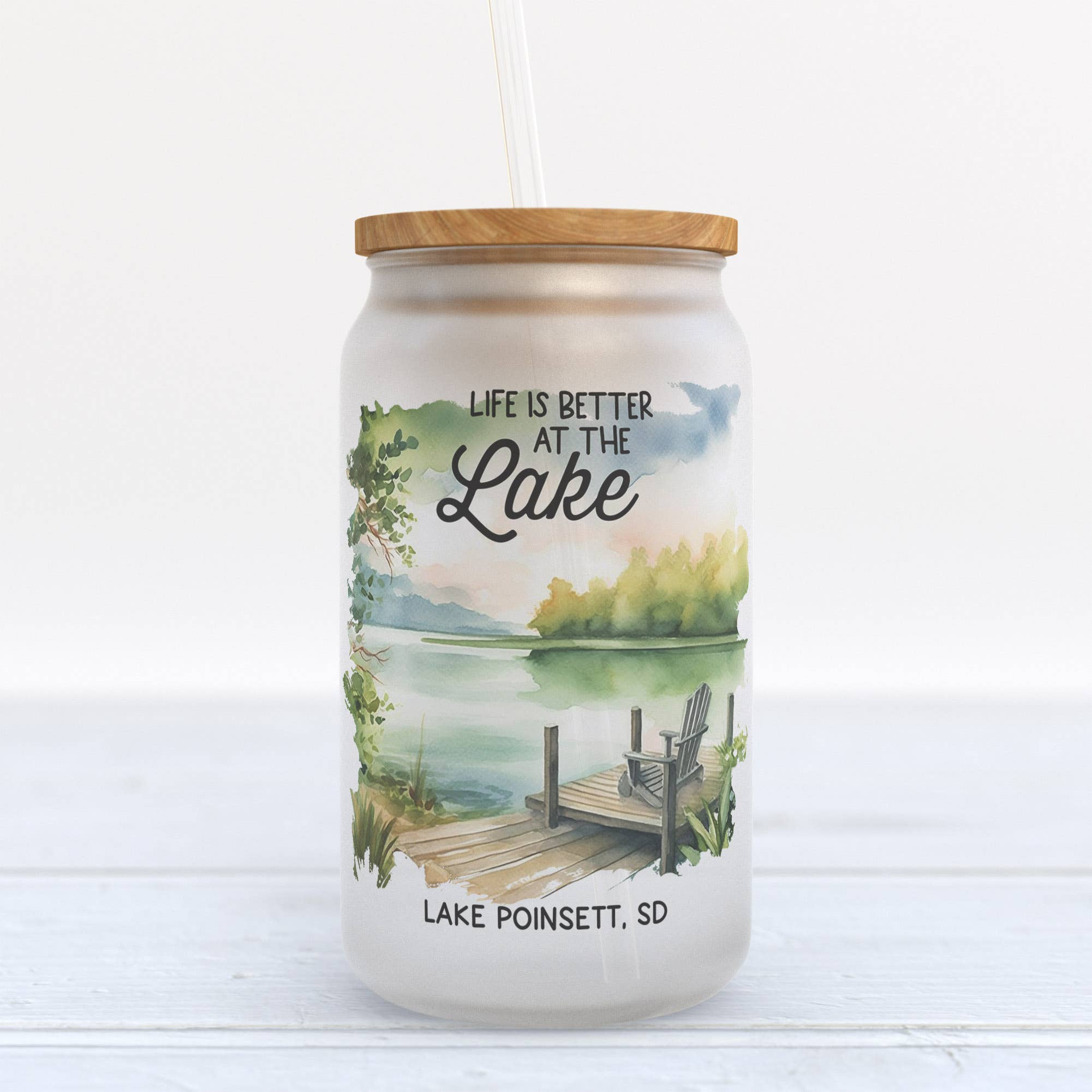 Heart & Willow Prints - Wholesale Drinking Glass/Cup - Lake Life Custom Hometown City Frosted Glass Tumbler2