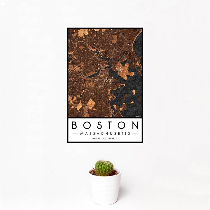 Boston MA Map Print Ember for wholesale by JACE.design