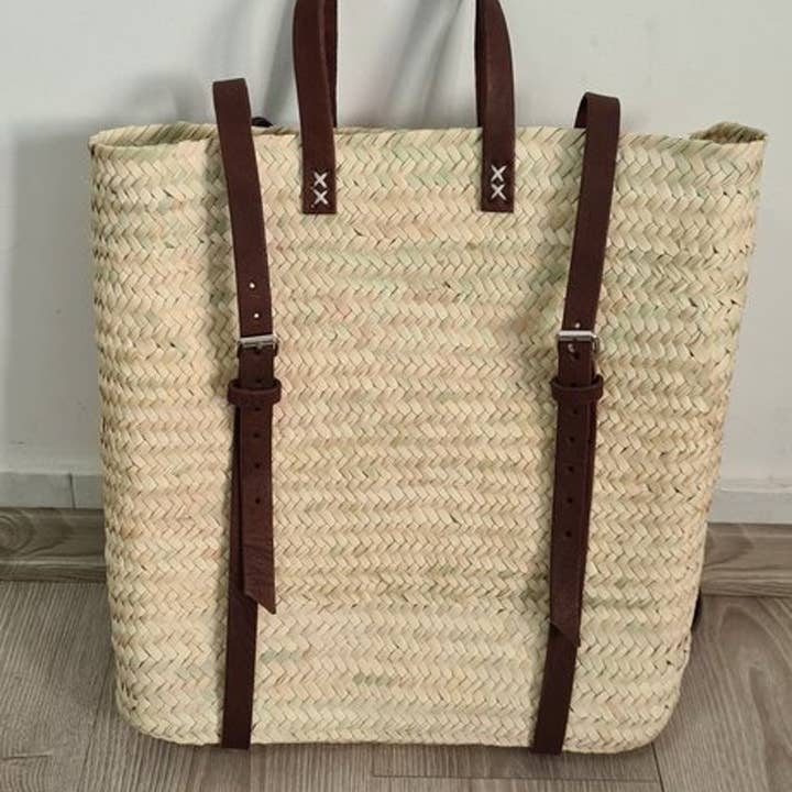 ProHandmadeDesign - Wholesale Beach Bag - Straw Beach bag with leather strap - Straw backpack - Hipste2