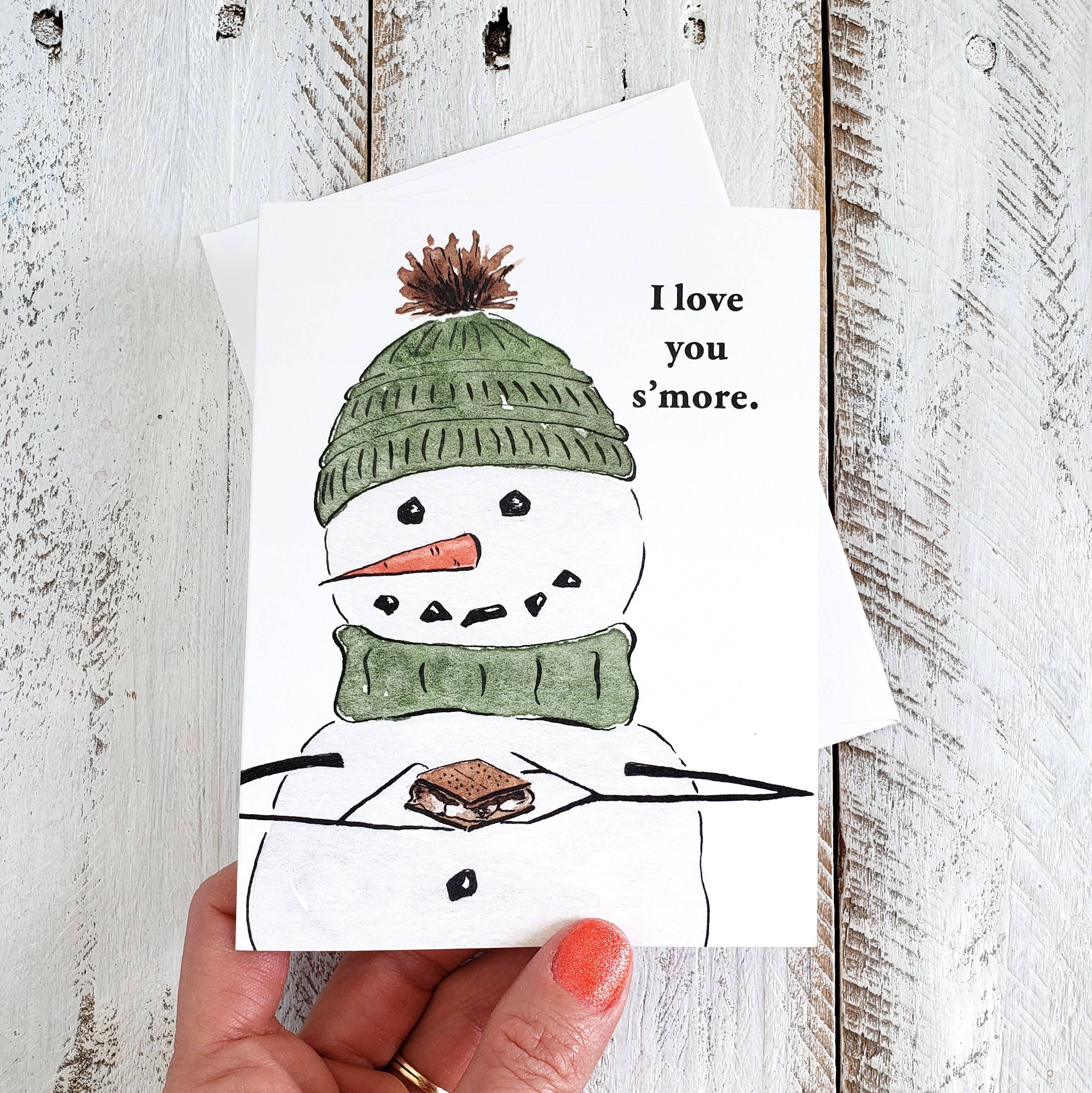 The Painted Pen - Wholesale Love Card - I love you s'more Snowman Card1