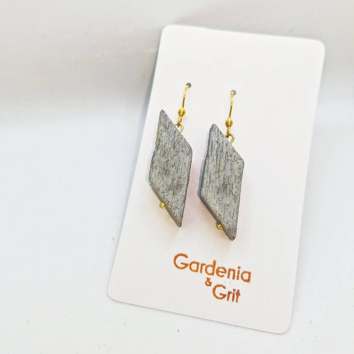 Earrings - Reclaimed Wood - Dangle - Black - Gray - Teal - Natural - Stainless Steel - Reclaimed Wood. for wholesale by Gardenia & Grit