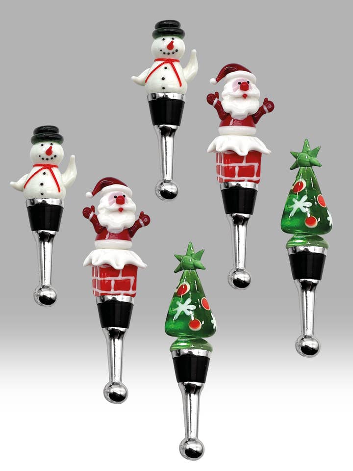 Festive Bottle Stoppers - Set of 6 #2 for wholesale by Nobile Glassware Ltd.