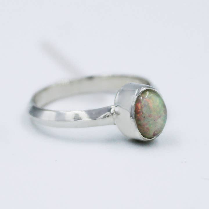 Silvex Jewelry - Wholesale Single Stone/Solitaire Ring - Ethiopian Opal Top Quality Stone Ring, 925 Silver Handmade Oval Shape Ring Size 81