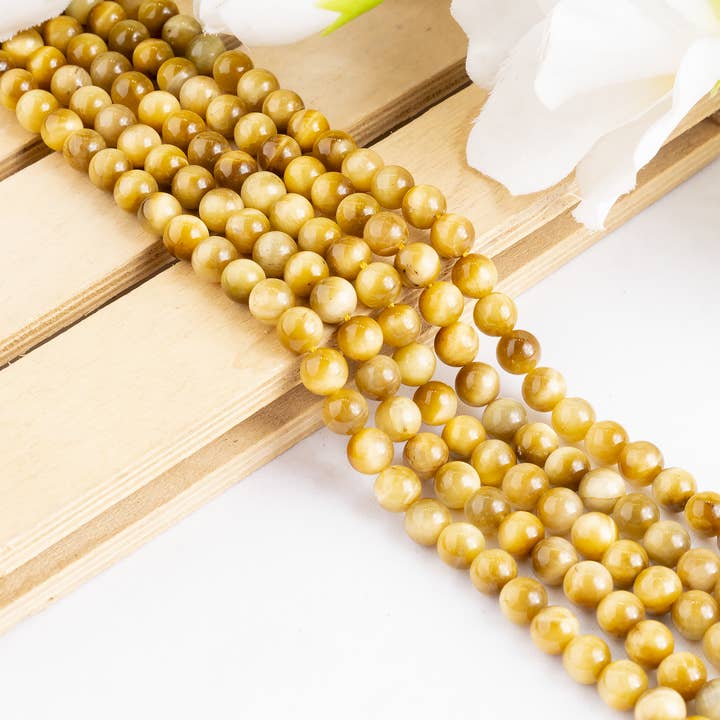 Soothing Crystals Beads - Wholesale Beads - Crystal Round Beads | Tiger Cats Eye Yellow | Gemstone Beads6
