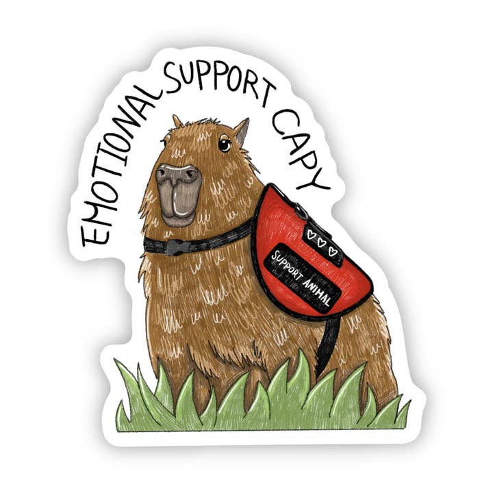"Emotional Support Capy" Capybara sticker for wholesale by Big Moods