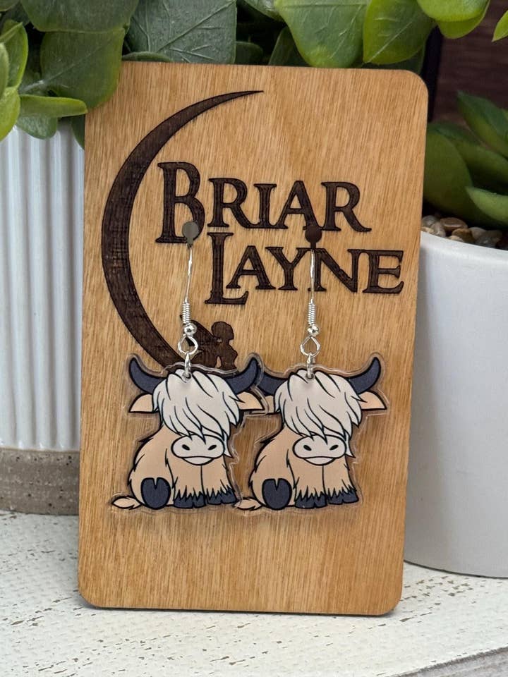 Highland Cow Acrylic Earrings Boho Jewelry Gifts for wholesale by Briar layne