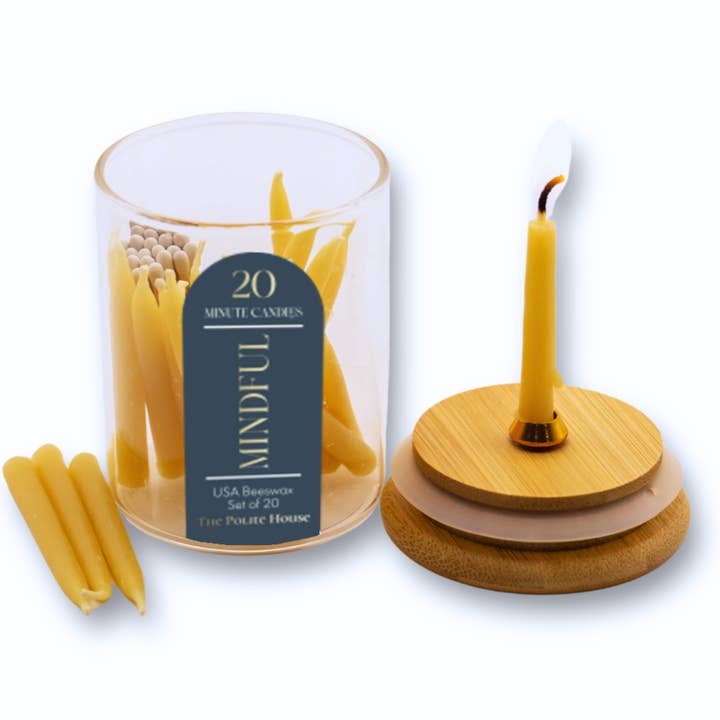 The Polite House - Wholesale Tapered Candle/Candlestick - 20 Minute Beeswax Candle Set: Mindful (Set of 20)0