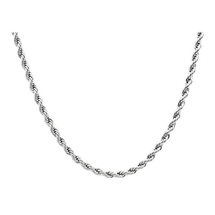 Blackjack Mens Jewelry - Wholesale Link & Chain Necklace - Men's 5mm Stainless Steel 24" Rope Chain Necklace