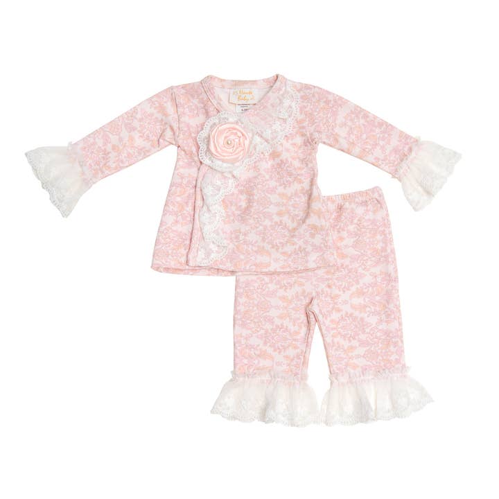 Haute Baby Delicate Damask Crisscross-set voor babymeisje voor wholesale door Haute Baby