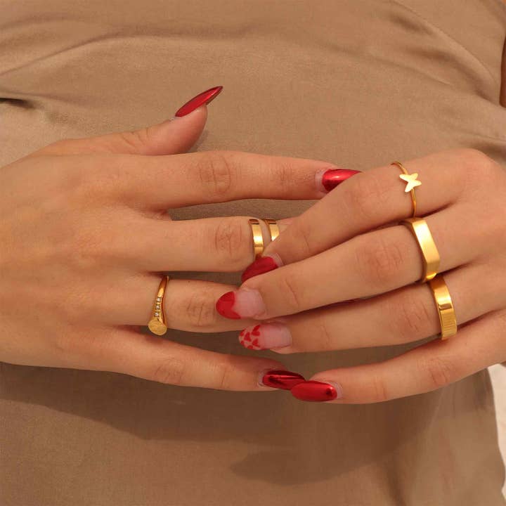 WJW - Wholesale Signet Ring - 18k Gold PVD Coated Stainless Steel Blank Engravable Horizontal Rectangle Signet Ring