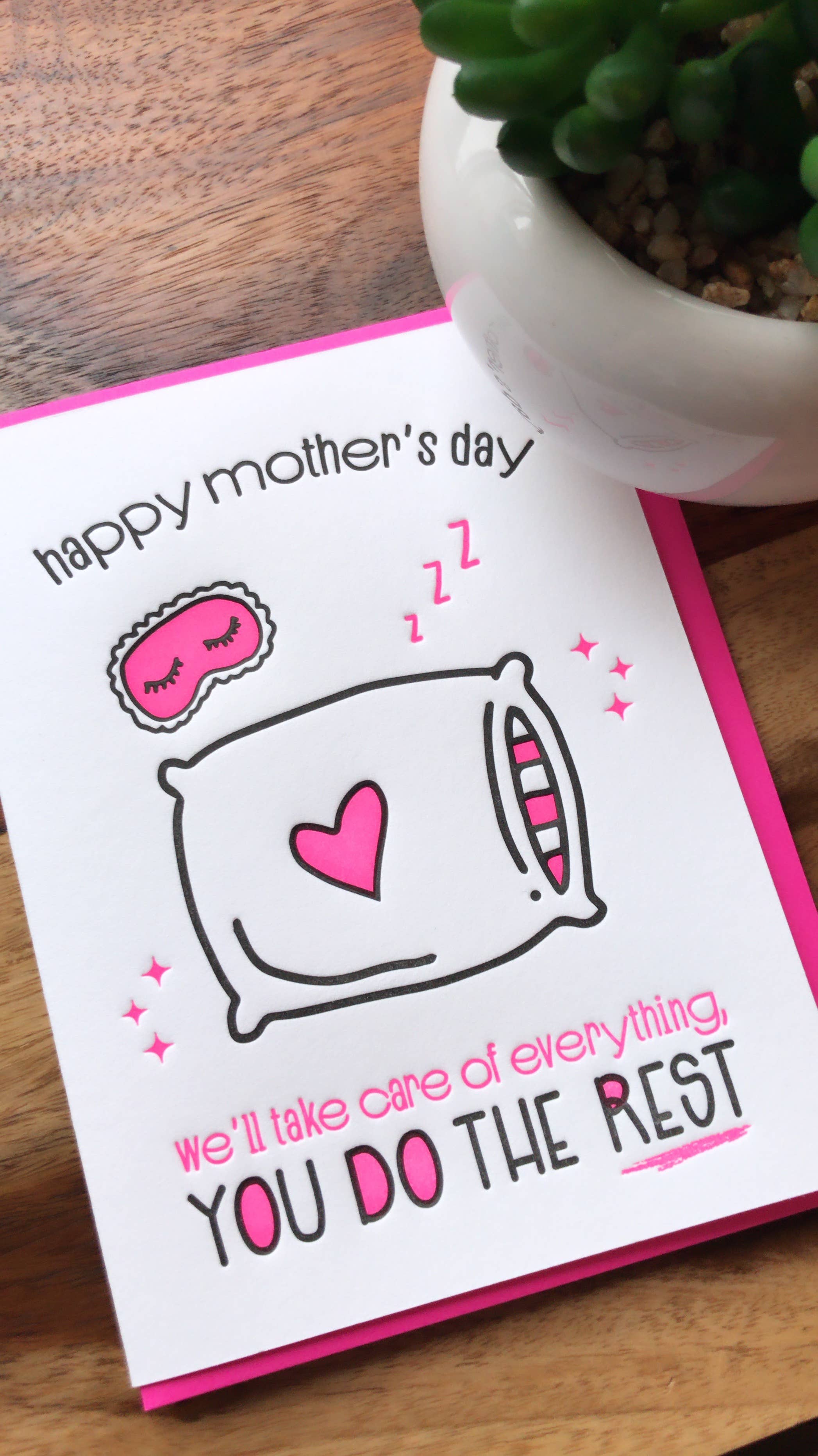 Kiss and Punch - Wholesale Mother's Day Card - Punny Nap Mom Mother's Day Letterpress Card1
