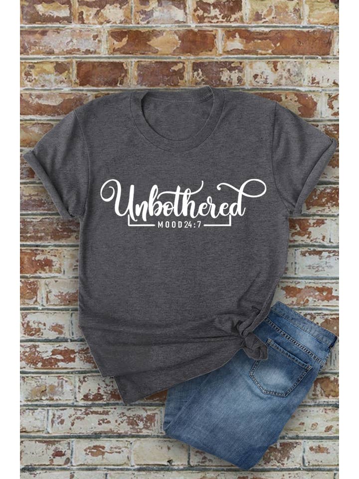 Top Avenue - Wholesale Screen Printed T-Shirt - Women's - Unbothered, Mood 24:7, Unisex Round Neck T-Shirt3