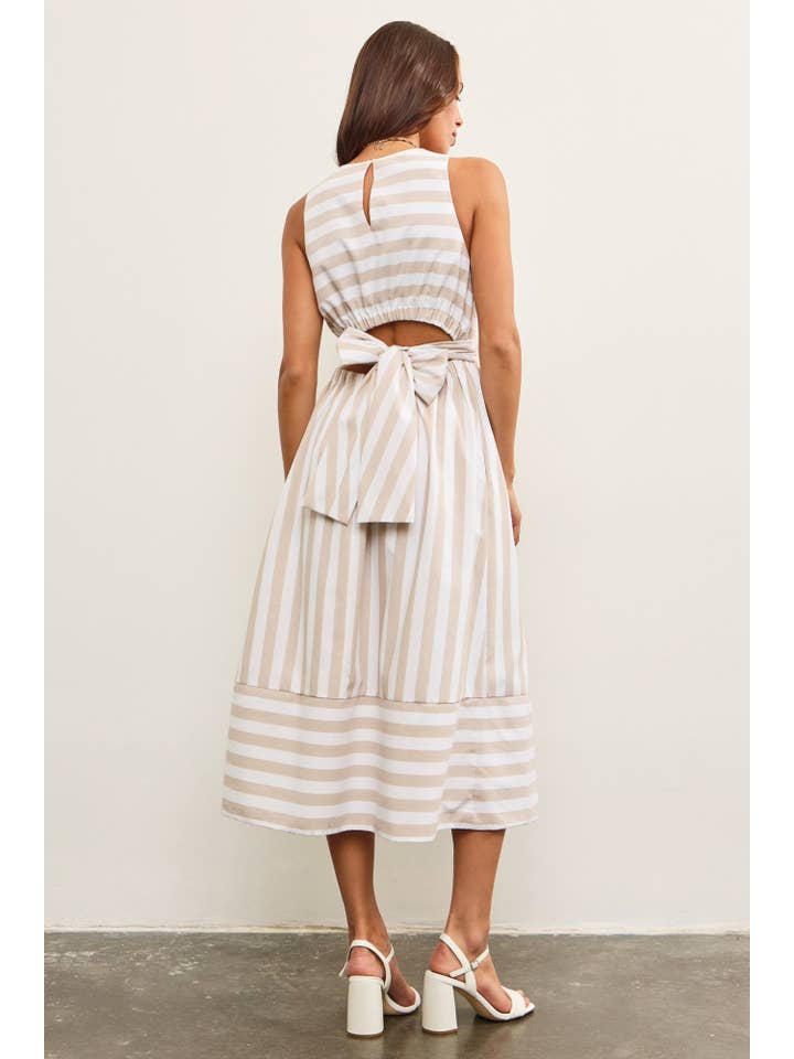 Mustard Seed - Wholesale Dress - Women's - CROSS FRONT TIE BACK STRIPE DRESS