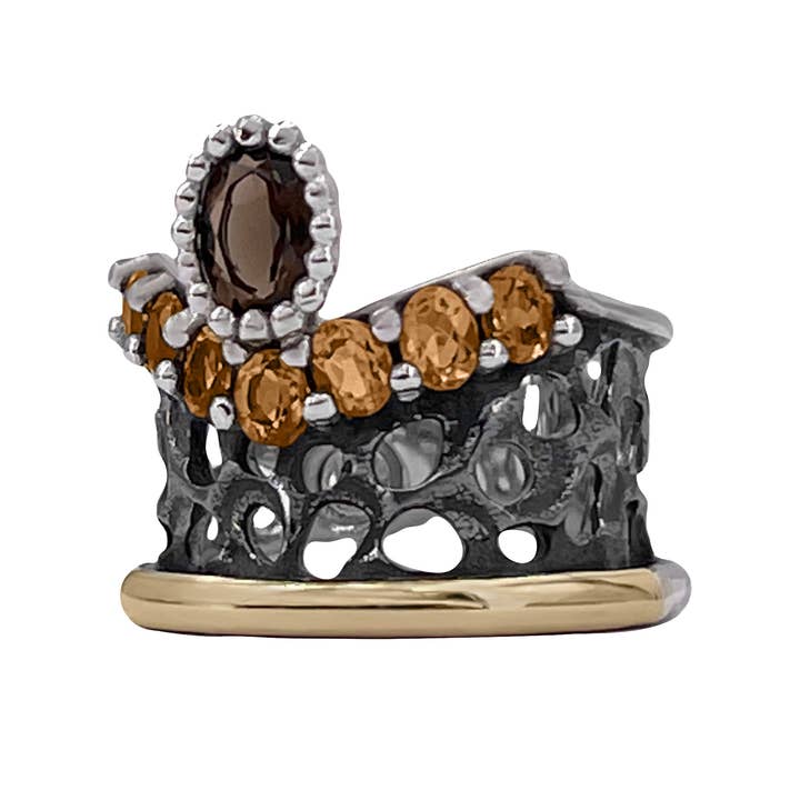 BOHEMME - Venta al por mayor Anillos grandes/de cóctel - ANILLO ALLEGRIA 2 TOPACIOS Y AMATISTAS 18