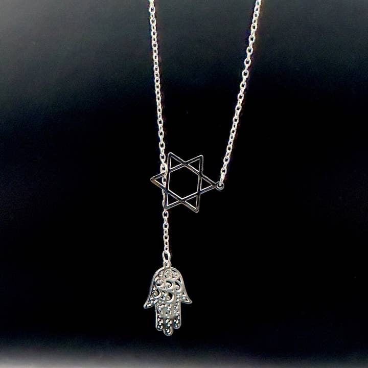 Colar com Pingente Estrela de David e Hamsá por atacado de Koch La Ni Jewelry