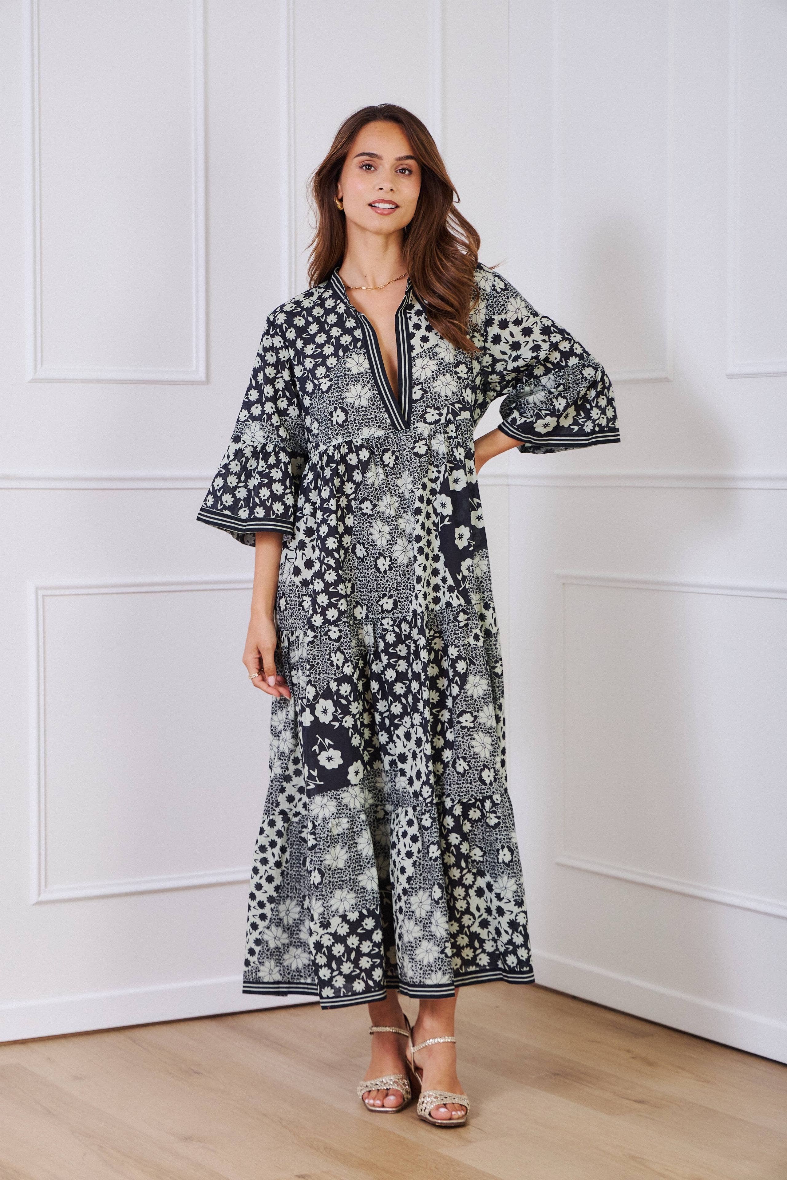 IP  Black batik long cotton dress - Orice for wholesale on Faire1