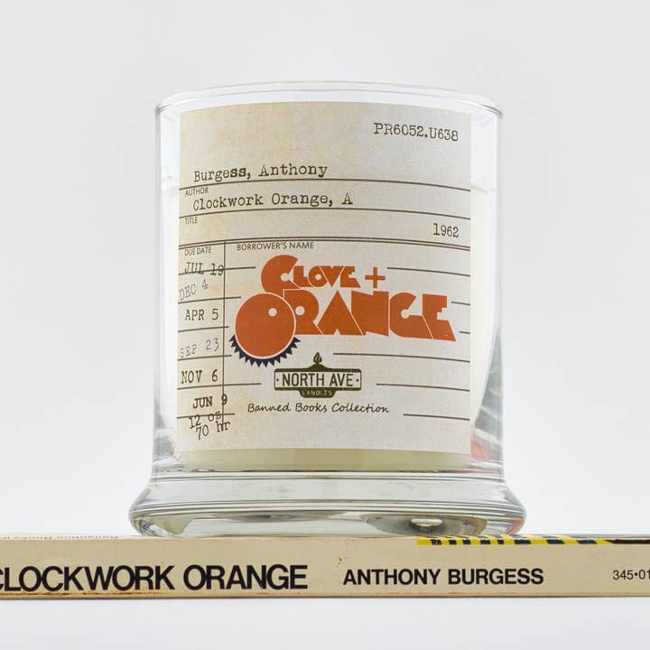 Banned Book Candle / A Clockwork Orange / book themed candle for wholesale by North Ave Candles
