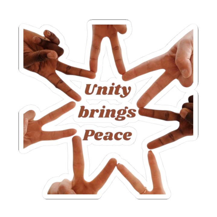 🎁 Unity Brings Peace Sticker — Multicultural Hands Peace Sign Kiss-Cut Sticker (7.1% off) for wholesale by Mr.LuckySelfServiceLtd