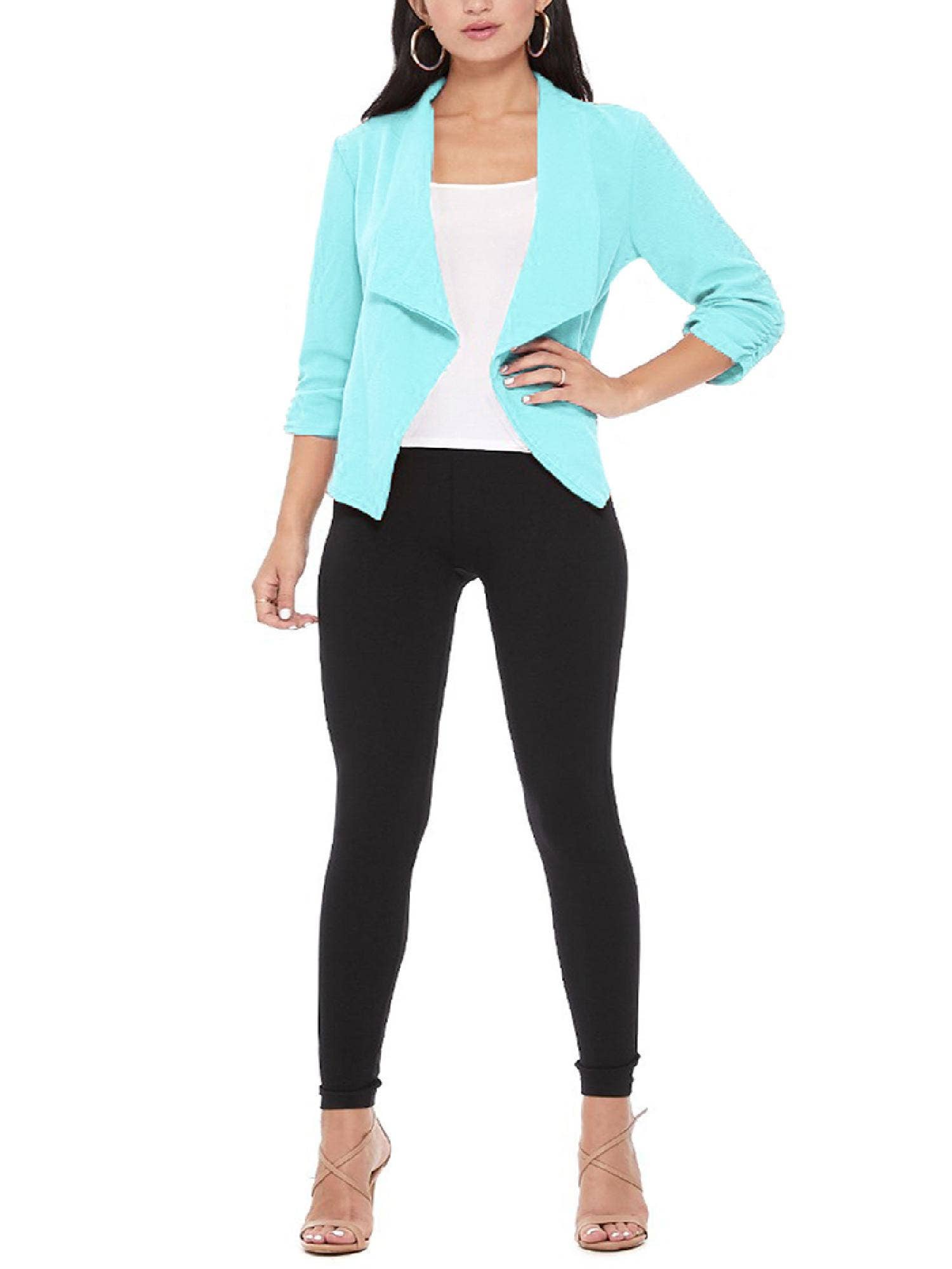 MOA COLLECTION - Wholesale Blazer - Women's - Casual Open Front Draped Solid Blazer Jacket7