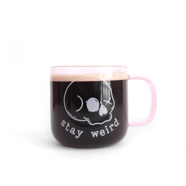 Electric Little Things - Wholesale Coffee Mug - Stay Weird Skull Mug, Pink Borosilicate glass tea cup