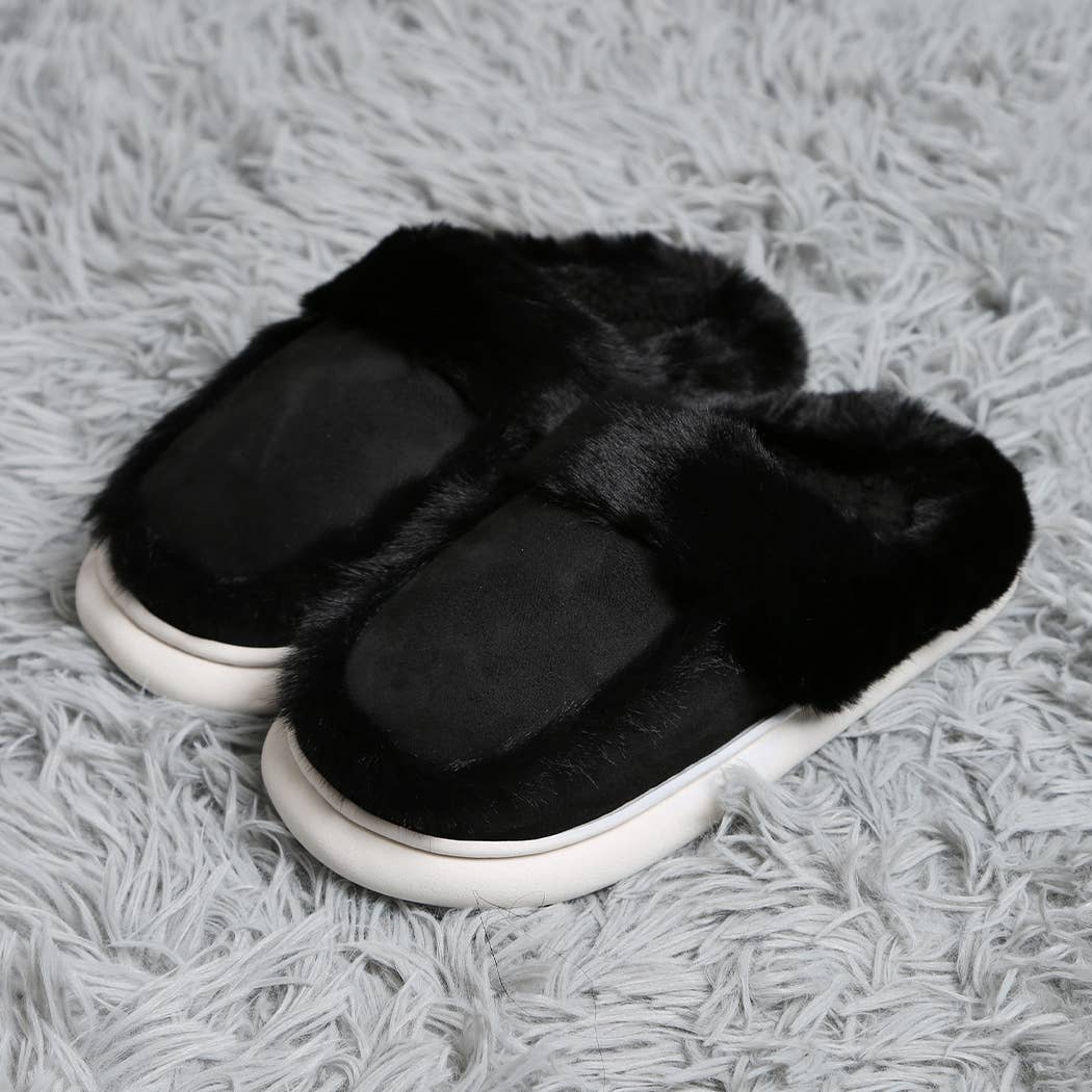 Fashion City - Wholesale Slippers - Women's - Faux Fur Suede Fuzzy Warm Slippers 10