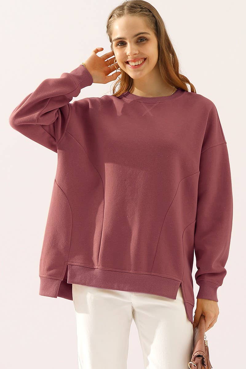 NINEXIS - Wholesale Sweatshirt - Women's - CWTTL905_LONG SLEEVE ROUND NECK CUT HEM SWEATSHIRT18