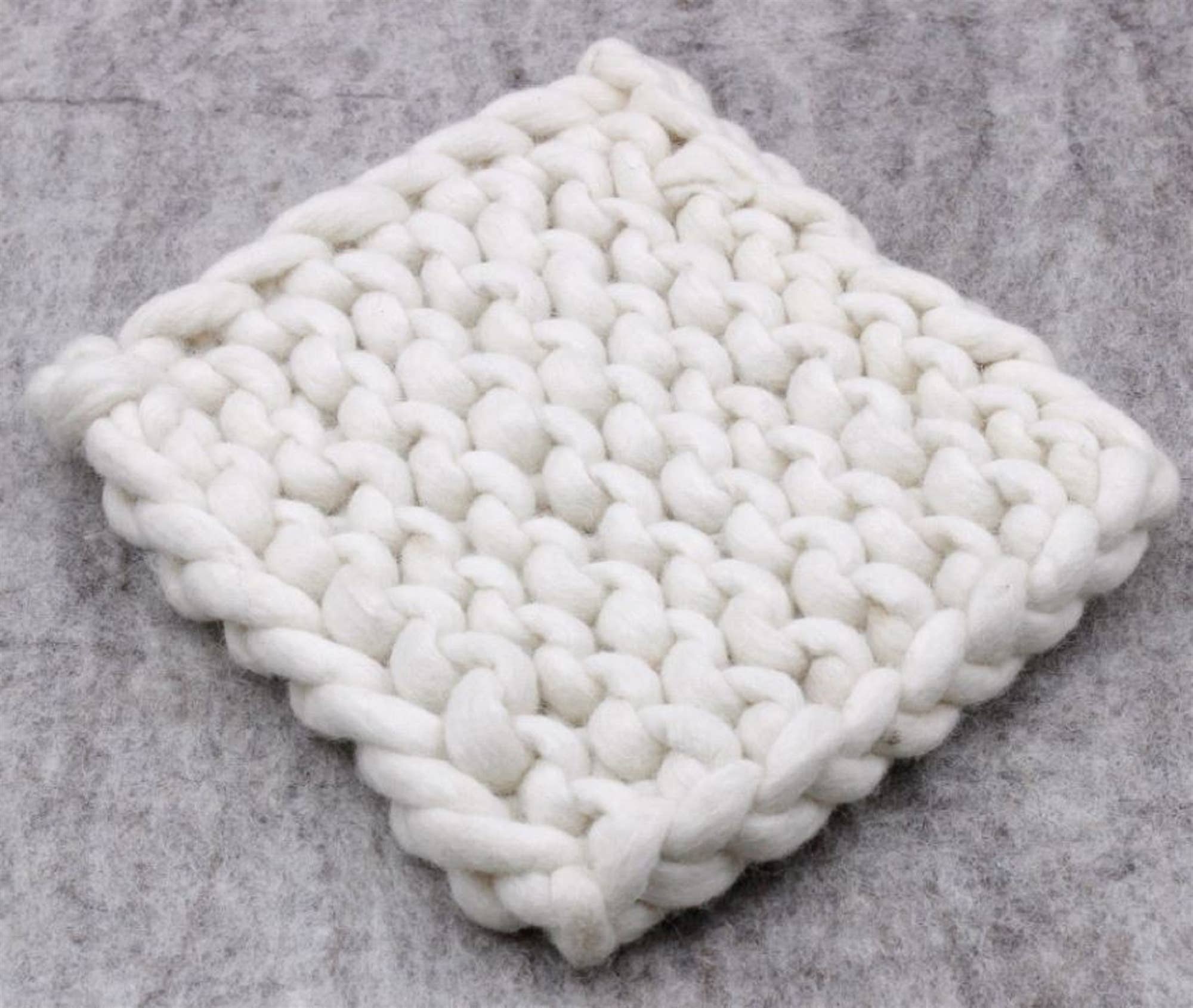 Chain Knitted Trivet NATURAL 8x8 Wool for wholesale on Faire1