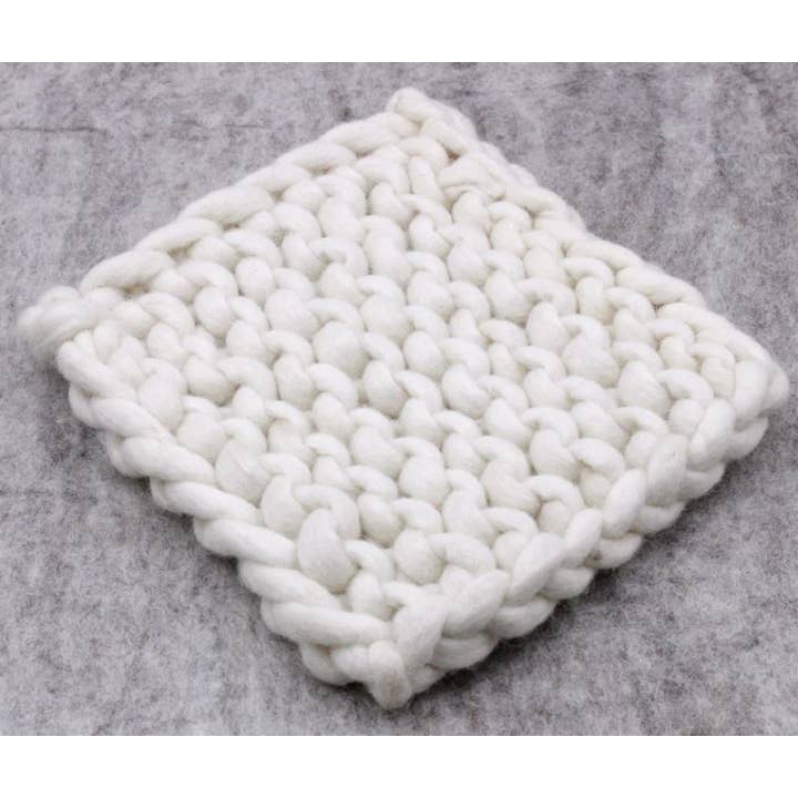 Chain Knitted Trivet NATURAL 8x8 Wool for wholesale on Faire1