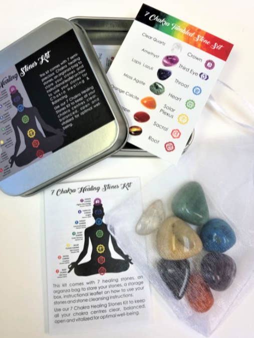 Kit de 7 pierres de guérison pour chakras pour la vente par Sansaara Living